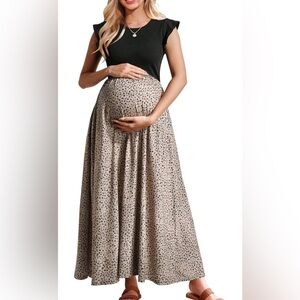 Maternity Leopard Print Maxi Skirt